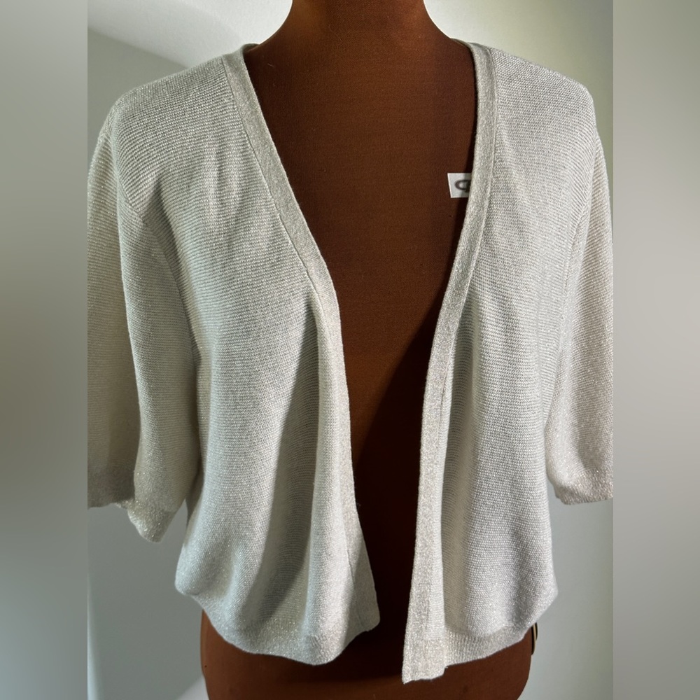 2/$25 Talbots evening wrap/sweater in a Silver knit size XL